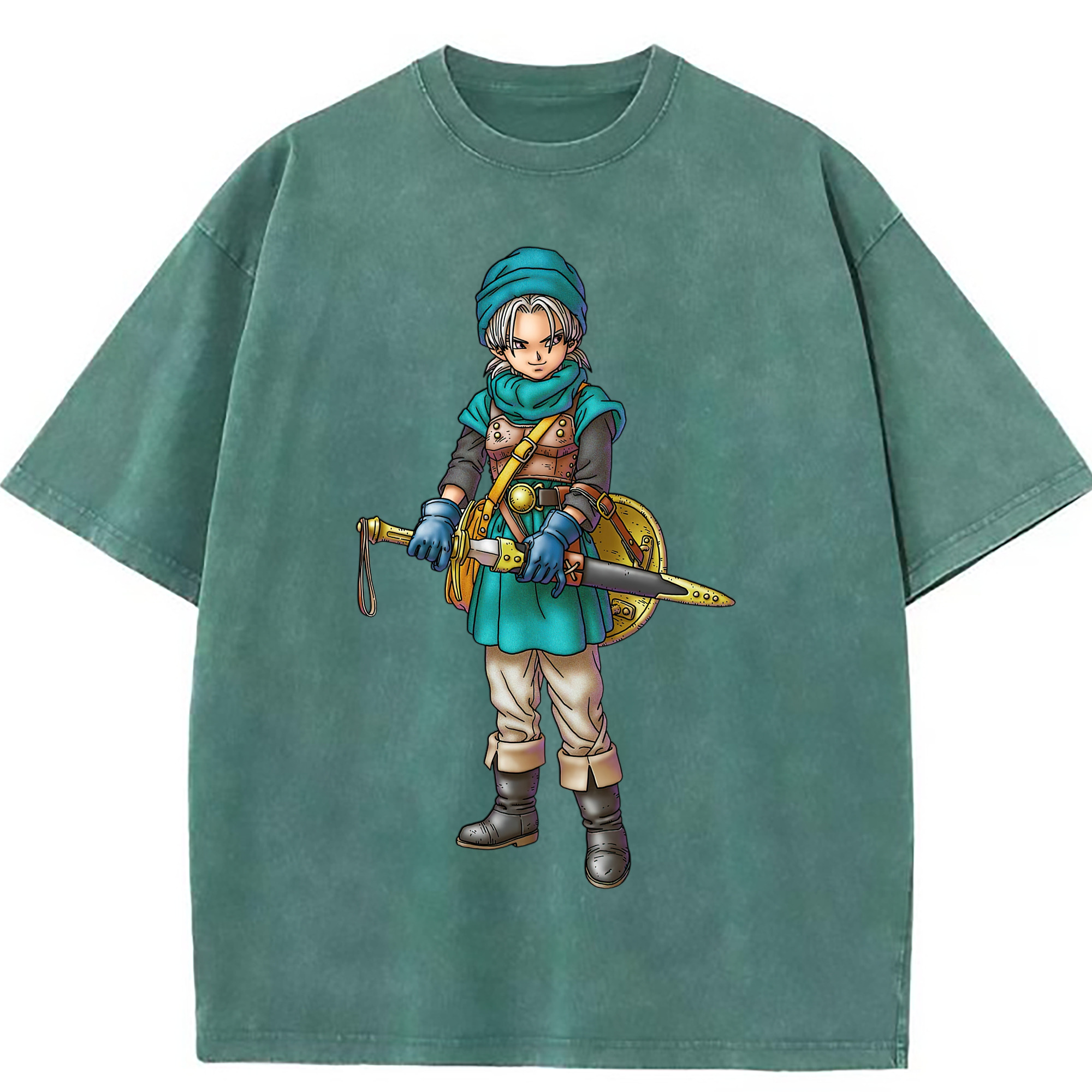 （画像用） ドラゴンクエスト Doragon Kuesuto Dragon Quest 綿100% ヴィンテージ風 半袖Tシャツ（フロントプリント）